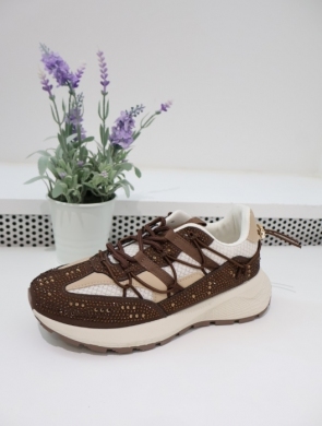 Buty sportowe damskie na płaskim (36-41) 9167 BROWN