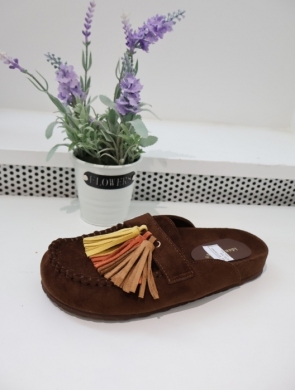 Klapki damskie na płaskim (36-41) 9775 BROWN