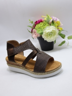 Sandały damskie na koturnie (36-41) F6871 BROWN