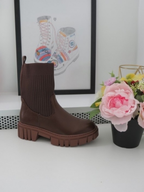Botki damskie na płaskim (36-41) 5655 BROWN