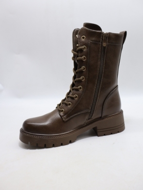 Botki damskie ocieplane na obcasie (36-41) 7017 BROWN