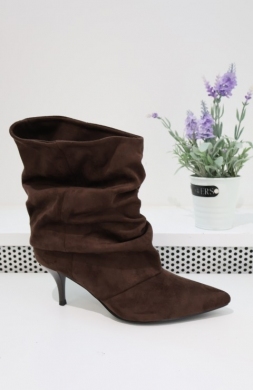 Botki damskie na szpilce (36-41) CLS630 BROWN
