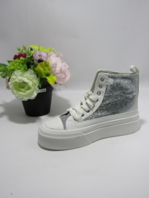 Trampki damskie na płaskim (36-41) A88-191 WH/SILVER