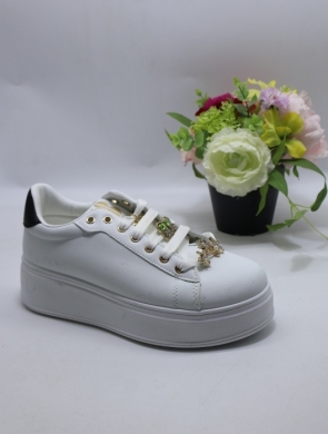 Buty sportowe damskie na płaskim (37-40) AD899 WH/BL