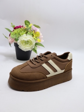 Buty sportowe damskie na płaskim (36-41) 6394 BROWN