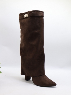 Kozaki damskie ocieplane na obcasie (36-41) HQ379-1 BROWN