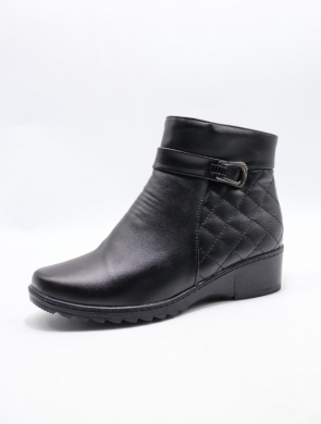 Botki damskie ocieplane na koturnie (37-42) 425-5 BLACK