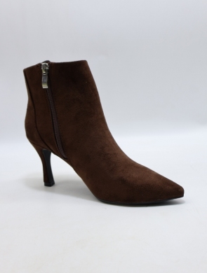 Botki damskie na szpilce (36-41) 8756 BROWN