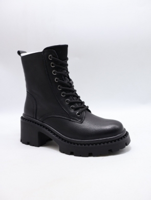 Botki damskie ocieplane na obcasie (36-41) B-125 BLACK-SKO
