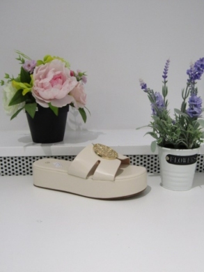 Klapki dmskie na koturnie (36-41) F387 BEIGE