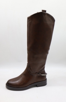 Kozaki damskie na płaskim (36-41) 8079 BROWN/PU