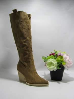 Kozaki damskie na obcasie (36-41) 8676 CAMEL