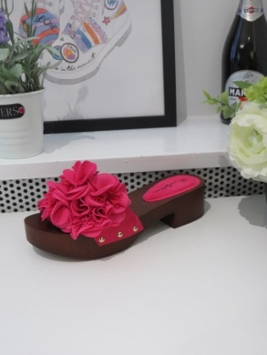 Klapki damskie na obcasie (36-41) MS9050 FUCHSIA