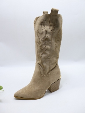 Kozaki damskie na obcasie (36-41) A9573 KHAKI