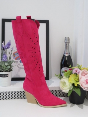 Kozaki damskie na obcasie (36-41) 8676 FUCHSIA