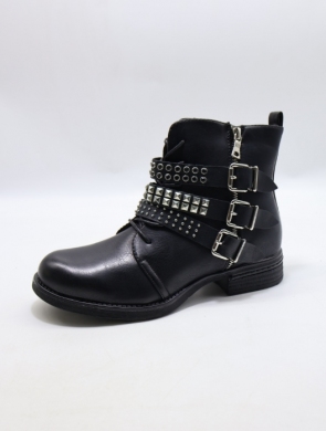 Botki damskie ocieplane na płaskim (36-41) W2177 BLACK