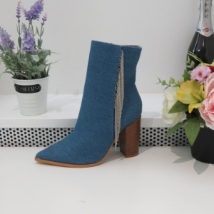 Botki damskie na obcasie (36-41) 9539 NAVY