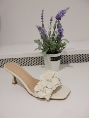 Klapki damskie na obcasie (36-41) H8-1128 BEIGE