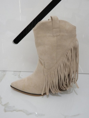 Kozaki damskie na obcasie (36-41) 8639A BEIGE