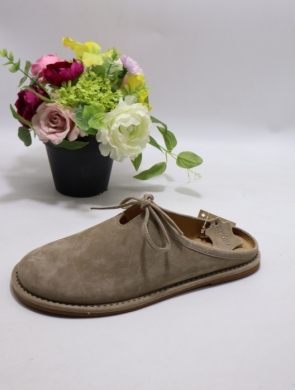 Klapki damskie na płaskim (36-41) K-324 BEIGE-SKÓRA