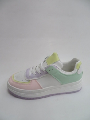 Buty sportowe damskie na płaskim (36-41) AB989 WHITE/GREEN/PINK