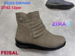 Botki damskie ocieplane na płaskim (37-42) CK225-02KHAKI