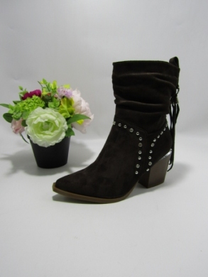 Botki damskie na obcasie (36-41) 9677A BROWN