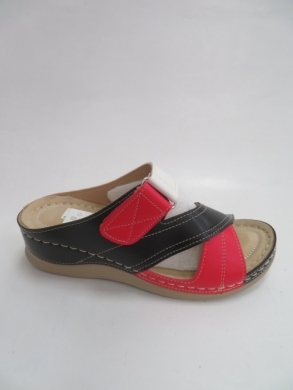 Klapki damskie na koturnie (37-42) L61702-1 BL/WH/RED