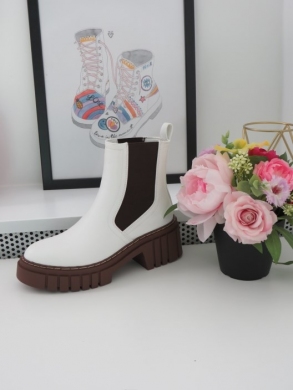Botki damskie na płaskim (36-41) 8586 WHITE