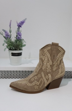Botki damskie na obcasie (36-41) 9676 KHAKI