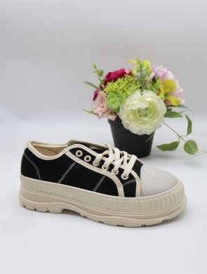 Trampki damskie na płaskim (36-41) 7775-1 BLACK