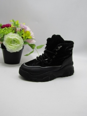 Botki damskie ocieplane na płaskim (36-41) F8087 BLACK