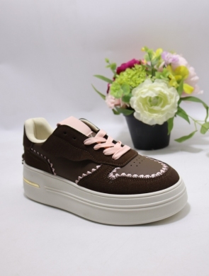 Buty sportowe damskie na płaskim (36-41) 6863 BROWN