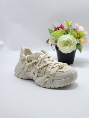 Buty sportowe damskie na płaskim (36-42) B2076 BEIGE