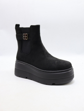 Botki damskie ocieplane na płaskim (36-41) 5601-1 BLACK