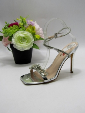 Sandały damskie na szpilce  (36-41) 9845-1 SILVER