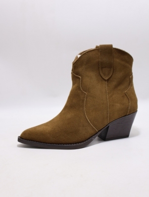 Botki damskie ocieplane na obcasie (36-41) 6338 CAMEL-SKO