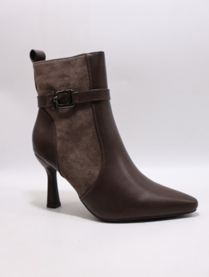 Botki damskie ocieplane na szpilce (36-41) 9184 BROWN