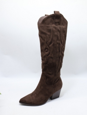 Kozaki damskie na obcasie (36-41) 9697A-1 BROWN