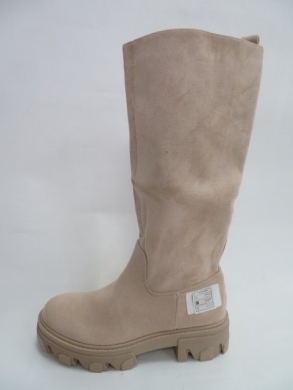 Kozaki damskie ocieplane na płaskim (36-41) HBL-17 BEIGE