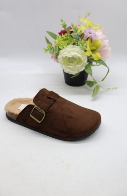 Klapki damskie z futerkiem (36-41) U218 BROWN