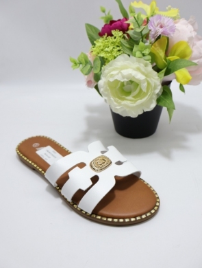 Klapki damskie na płaskim (36-41) CB2181-3 WHITE