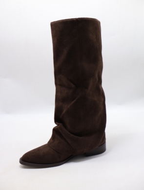 Kozaki damskie ocieplane na płaskim (36-41) LA3129 BROWN