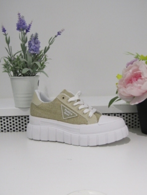 Buty sportowe damskie na płaskim (36-41) 23067 BEIGE