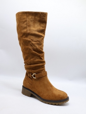 Kozaki damskie ocieplane na płaskim (36-41) F6336 CAMEL