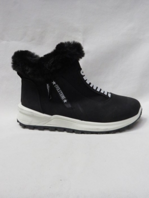 Botki damskie ocieplane na płaskim (36-41) 9130-1 BLACK
