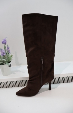 Kozaki damskie na szpilce (36-41) 2582A BROWN