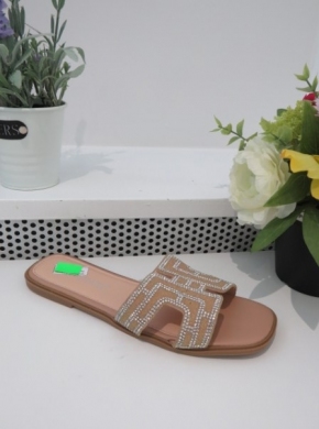Klapki damskie na płaskim (36-41) P3097-22 BEIGE