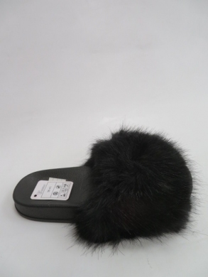 Klapki damskie z futerkiem (36-41) N-88 BLACK