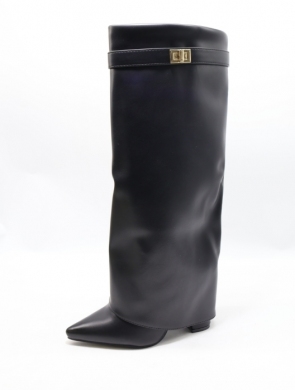 Kozaki damskie ocieplane na obcasie (36-41) 6570A BLACK